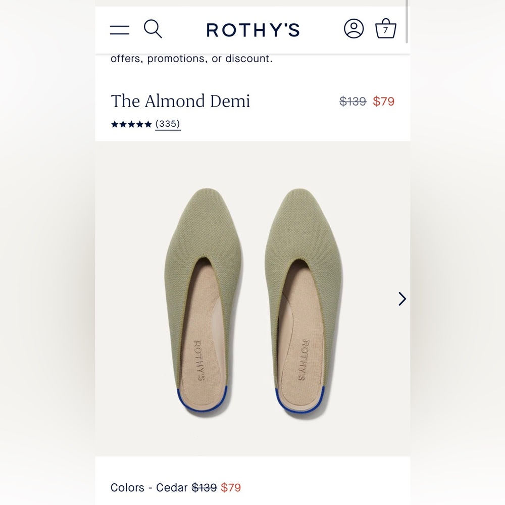 Rothy’s Almond Demi in the color Cedar. Size 8.5.